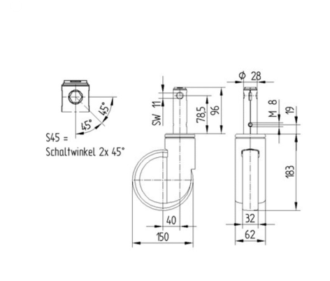 150x32 Svängbart hjul - Bild 2
