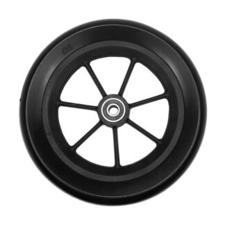 Musta pehmeä etupyörä Leopard-, Tiger- ja Buffalo-rollaattoreihin (1 kpl, sis. 2 etäisyysholkkia)